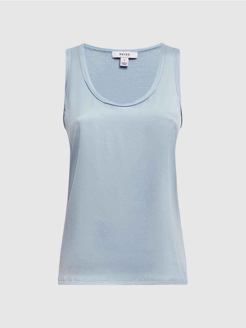 Reiss light blue silk front sleeveless tank top size Medium